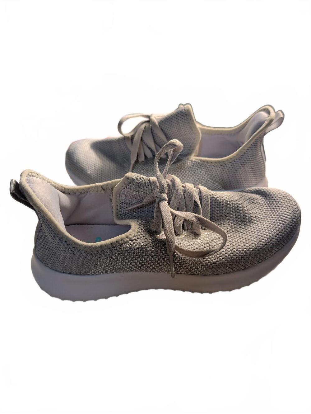 Athletic Works Memory Foam Womens Sneakers Size 8.5 Gray White Slip On Comfort